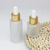 Frasco conta-gotas de óleo essencial por atacado 30ml frasco de vidro fosco 50ml frasco de cosméticos portátil frasco de essência líquida