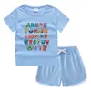 2023 Verão Infantil em torno do pescoço T-shirt hot pants coreano casual assentamento camisa absorvente de suor doces terno de camiseta infantil
