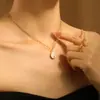 Nuevo Diseño Nicho Estilo Ins Cara Sonriente Aguacate Colgante de Nácar Anillo Redondo Retro con la Palabra "Bendición" Collar de Acero de Titanio