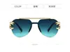 Nuevas Gafas de Sol con Cabeza de Leopardo para Mujer, Modernas Gafas de Sol Europeas y Americanas Transfronterizas para Hombre, Sin Montura, Corte de Borde, Una Pieza, Doble Puente, Espejo de Sapo