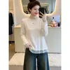 Estilo Nuevo Otoño/Invierno Popular Este Año Suéter de Manga Larga Talla Grande Ropa para Mujer Malla Gruesa Empalmada Versátil Hombro Normal Top