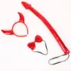 Faixa de Cabeça com Chifres de Halloween Conjunto de Tridente Faixa de Cabeça de Diabo Vermelho Adereços para Show de Máscaras Infantil e Adulto