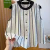 Chaleco de Rayas sin Mangas para Mujer Ropa de Abrigo 2025 Nuevo Verano Único y Chic Top tipo Camisa