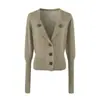 Cárdigan de Punto Retro Estilo Coreano con Cuello en V y Manga Larga para Mujer, Colección Otoño, Diseño Spicy Girl, de un Solo Botón, Ajustado