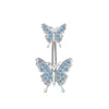 Nuevo Anillo de Ombligo Mariposa Pequeña con Goteo de Aceite Corazón de Chica Mariposa Diamante Acero Inoxidable Joyería de Piercing Clavo de Ombligo