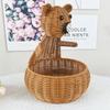 Cesta de almacenamiento de huevos con forma de oso de imitación de ratán, cesta creativa para guardar animales, adornos azules para sala de estar