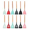 Espátula de Silicona con Mango de Madera, Utensilio de Cocina Casero para Cocinar, Espátula Antiadherente para Utensilios de Cocina, Espátula de Cocina de Silicona