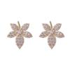 Arete de hoja de arce con diamantes completos, nuevo furor de red, para mujer, estilo japonés y coreano, pendientes de temperamento simples y elegantes, pendientes al por mayor