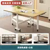 Escritorio simple y moderno, engrosado, plegable para apartamentos pequeños, no requiere ensamblaje, con ruedas, diseño rectangular, hecho de tablero artificial con acabado en relieve