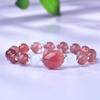 Novo Design de Pulseira de Cristal Morango Natural, Pulseira de Cristal Cabeça de Gato de Alta Qualidade para Mulheres, Joia de Mão Simples Bonita e Versátil
