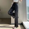 748 Pantalones de Malla Seda de Hielo Pierna Ancha para Mujer Verano Delgados 2025 Protección Solar Frescos Gasa Abertura Pierna Recta Casual