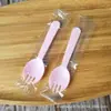 Paquete independiente esmerilado cuchara desechable cuchara para pastel postre cuchara para helado tenedor para fruta puesto desechable