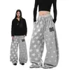Pantalones de chándal elásticos con estampado de estrellas de estilo urbano americano para mujer y hombre, pantalones largos holgados de pierna ancha para primavera, pantalones deportivos de hip-hop