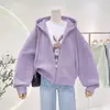 Chaqueta de Estilo Coreano para Primavera y Otoño, Oversize, Estilo Corto, Forrada de Felpa, Sudadera con Capucha Holgada, Cárdigan con Cremallera, Top Versátil