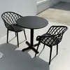 Juego pequeño de mesa y sillas redondas de acero al carbono simple para ocio en balcón, mesa de discusión, área de descanso, mesa de comedor para cafetería de té con leche al aire libre
