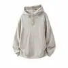 Sudadera con Capucha de Cuello Retro Henry para Hombre, Nueva Chaqueta Holgada Casual de Estilo Perezoso con Aspecto de Tejido para Primavera y Otoño