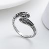 Anillo europeo y americano de diamantes retro teñido serpiente anillo anillo personalidad hip hop fiesta anillo festivo tendencia callejera joyería de dedo