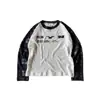 Moletom Y2K com mangas raglan estilo japonês, textura waffle, mangas compridas, estilo japonês vintage, design de nicho, color-blocking, camiseta de manga comprida para usar por baixo