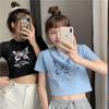 Conjuntos Combinados de Melhor Amiga Camiseta de Manga Curta para Mulheres 2025 Verão Novo Estilo Coreano Tendência Top Cropped Estilo Harajuku Top Estudantil