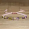 Contas Espaçadoras de Cristal de Pó de Pedra Natural Transfronteiriças Exquisita Pulseira Ametista Tecida à Mão Pulseira Ajustável Joias de Contas Espaçadoras Femininas