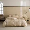 Set de Cuatro Piezas de Algodón Tencel Súper Suave y Estilo Lujoso Jacquard de Alta Precisión Funda Nórdica para Dormir Desnudo Sábanas Ropa de Cama Nueva Amarillo