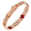 Pulsera Magnética Popular Transfronteriza Europea y Americana Moda Lujo Ligero Aleación de Trébol Incrustada con Diamante Pulsera Magnética de una Sola Fila para Mujeres