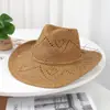 Chapéu de Sol Masculino Ocidental para Exterior Praia Areia Chapéu de Sol Chapéu de Palha Jeans Chapéu de Sol Feminino Aba Larga Proteção Solar