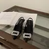Zapatos de Tacón Alto Franceses de Punta Nueva Colección Verano-Otoño 2026 para Mujer, Tacón Fino, Talón Abierto, Hebilla Cuadrada, Pedrería, Punta Cerrada, Sandalias Estilo Coreano