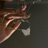 Colar de Borboleta com Diamante Artesanal de Areia Flash Corrente Clavicular Prata S925