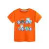 Camiseta de Manga Corta Estilo Europeo y Americano para Niños con Estampado de Dibujos Animados de Coches, Sudadera de Cuello Redondo Infantil, Camiseta de Algodón Tejido para Niños Pequeños