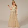 Vestido de Dama de Honor Europeo y Americano Transfronterizo Tallas Grandes Vestido de Noche para Brindis Malla con Lentejuelas Cola de Pez Adelgazante Vestido para Anfitrión de Banquetes