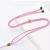Cuerda de Collar de Calcedonia con Perlas Doradas Hecho a Mano DIY Ajustable Cuerda de Colgante de Cera de Abeja Jade Cordón de Colgante Pulsera de Jade