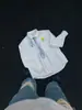 Estilo Neutro Llevando Diseño Creativo Sensación Corbata Pintada a Mano Camisa Blanca para Hombre 2025 Primavera Estilo Universitario Camisa