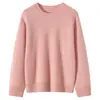 Moda otoño e invierno nueva para mujer 100% cachemira pura cálido y suave cuello redondo suéter de punto holgado agradable a la piel