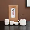 Bule de Chá Ge Ware com Esmalte Craquelado e Alça, Conjunto de Chá com Um Bule e Seis Xícaras, Conjunto Completo Kung Fu, Estojo de Couro Portátil para Viagem, Presente