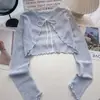 Cárdigan Protector Solar de Verano, Tejido de Seda Helada para Mujer, Estilo Corto con Falda de Tirantes, Chal Pequeño, Chaqueta para Aire Acondicionado, Abrigo Delgado