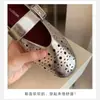 Bamuxiu 2026 Primavera/Verano Nuevos Zuecos Planos Casuales para Mujer de Cuero Genuino Calado de Correa Única 0059