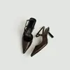 Tacones de Aguja Puntiagudos para Mujer, Estilo Popular en Línea, Sandalias Casuales de Gamuza con Correa Única de Tacón Alto, Punta Cerrada, Sin Espalda, Estilo Coreano, Talla Pequeña