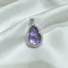 Colgante de Calabaza de Amatista del Himalaya tipo Hielo, Nuevo Collar para Mujer Estilo Chino Incrustado con Pequeños Diamantes, Sensación de Lujo Ligero de Alta Gama
