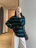 Camiseta de Manga Larga a Rayas Retro Estilo Coreano para Mujer 2026 Otoño Nueva Estilo Perezoso Holgada Casual Versátil Capa Base Superior