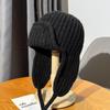 Gorro de Punto Cálido de Color Sólido Estilo Japonés con Protección para las Orejas para Mujer Otoño e Invierno Gorro de Lana con Correa Estilo Coreano Todo-partido Engrosado Gorro Lei Feng