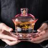 Fabricante Dai Tazón Cubierto con Lámina de Oro Rosa Gran Capacidad Vidrio de Cristal Japonés Resistente al Calor Tazón de Té Espeso Hecho a Mano de Xizang Juego de Té