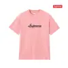 Camiseta de Algodón Pesado Moda Americana Transfronteriza Estampado de Letras Supreme Cuello Redondo Manga Corta Unisex Holgada Casual para Hombres y Mujeres