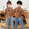 Roupa de Baixo Infantil Gola Meia-Alta Lã Macia Outono e Inverno Tops Quentes para Meninos Estilo Coreano Tops Intermediários Tendência para Meninas