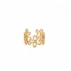 Anillo Abierto de Flor Hueca de Circonia Estilo Metal Europeo y Americano, Moda Transfronteriza, Anillo Sencillo y Compacto para Dedo Índice, Joyería de Alta Gama