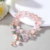 Novo Bracelete Feminino Doce Floral Estilo Coreano, Elegante Bracelete de Cristal Morango de Cristal, Fresco de Camada Dupla em Estoque