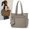 Bolsa de Ombro Única de Grande Capacidade Bolsa de Trabalho Feminina Bolsa Tote de Nylon Texturizado Bolsa Leve Simples para Computador Bolsa de Mão para Trabalho