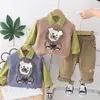 Conjunto Moderno para Bebê Calça de Moletom Estilosa para Bebê Roupa Infantil Nova Tendência Primavera e Outono Colete Suéter Infantil Conjunto de Três Peças