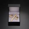 Jiaomei Oro y Plata Negro Ancla Nube Auspiciosa Patrón Cuadrado Cepillado Clip de Corbata Gemelos Set de Caja Regalo