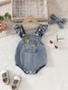 Ropa para niños Otoño Nuevo Bebé Niños Sol Bordado Bebé Niños y Niñas Denim Correa Hassel